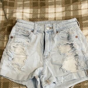 American Eagle Outfitters Light Blue Ripped Jean Shorts